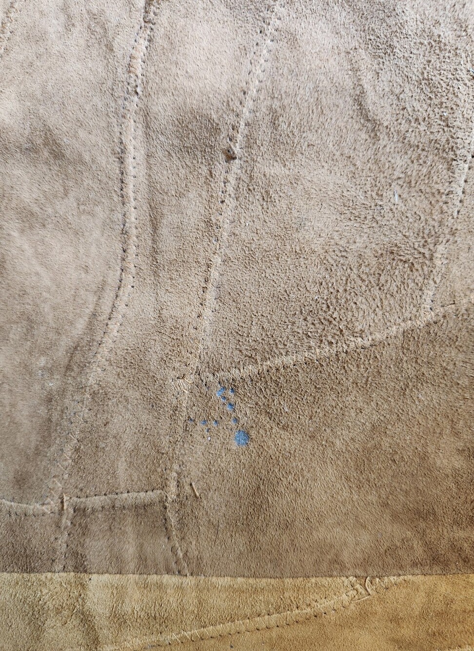 Rustic Patchwork Leather Rug - Brown - Picture 2 of 6